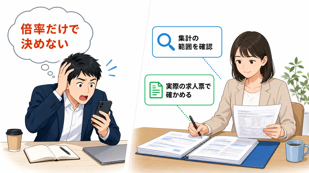 倍率だけで決める場合と範囲と求人を確かめる場合の違い
