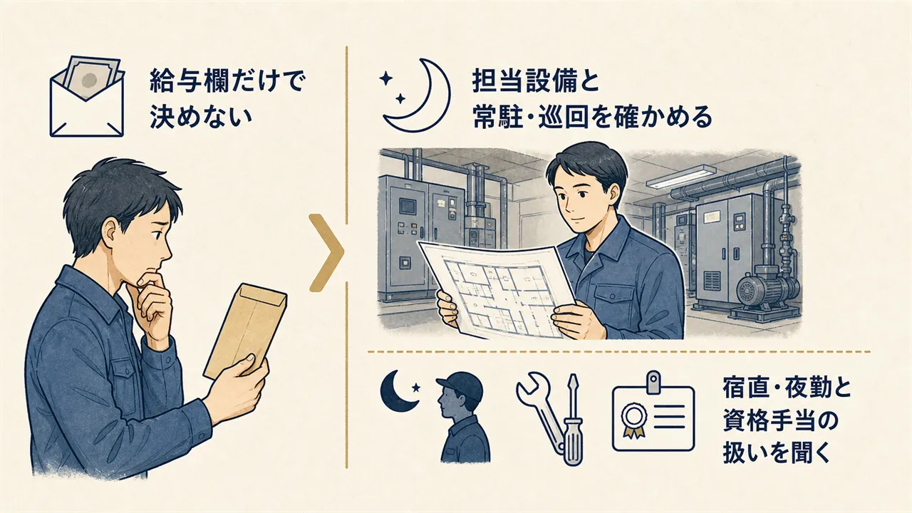 給与だけを見る選び方と、設備や勤務形態を確認する選び方の比較