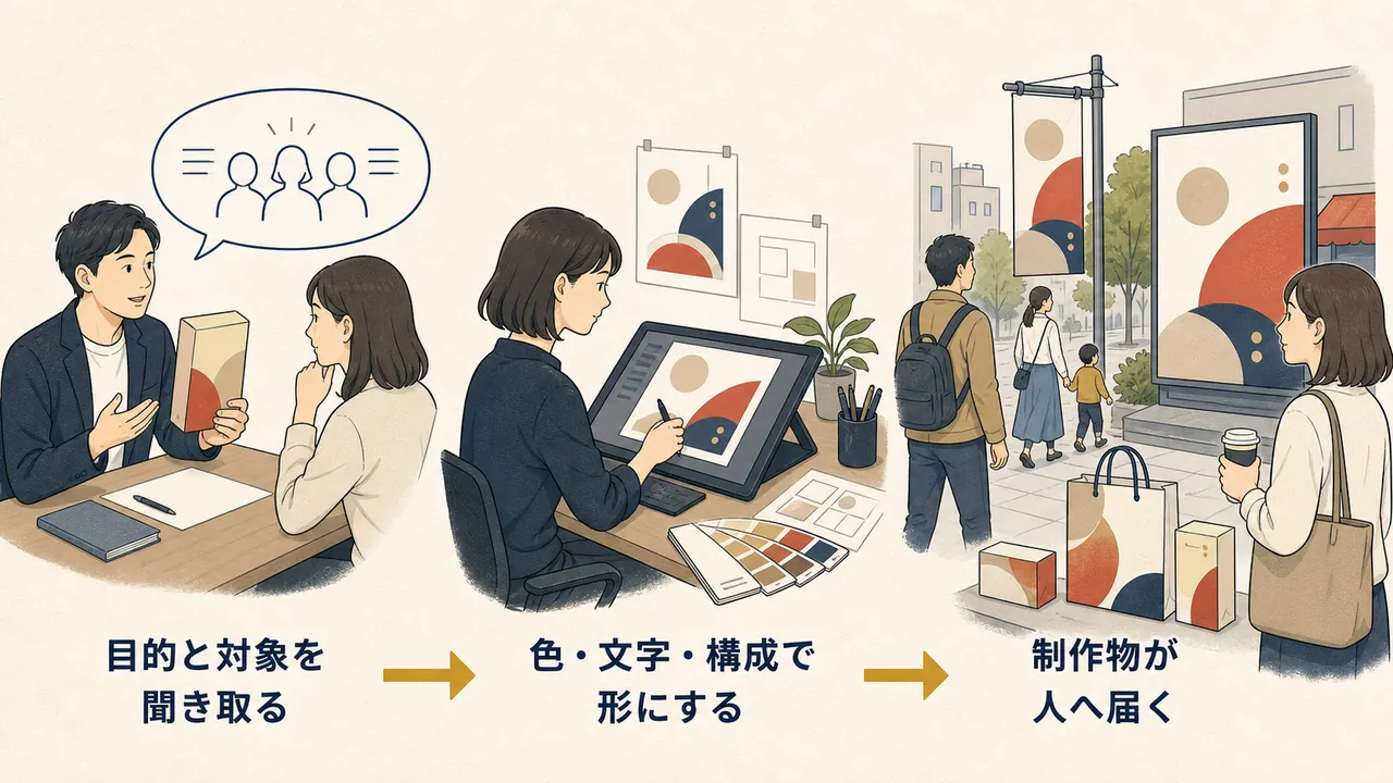 依頼の聞き取りから制作、人へ届くまでの流れ