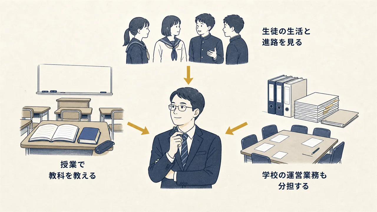授業・生徒指導・校務分掌の三つが教員に集まる構造