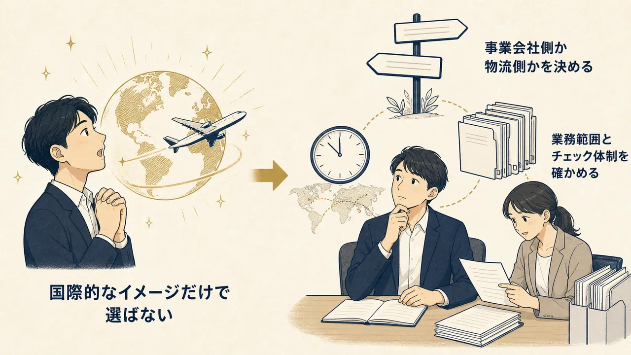 イメージだけで選ぶ場合と、業務範囲・時差対応・体制まで確かめて選ぶ場合の対比