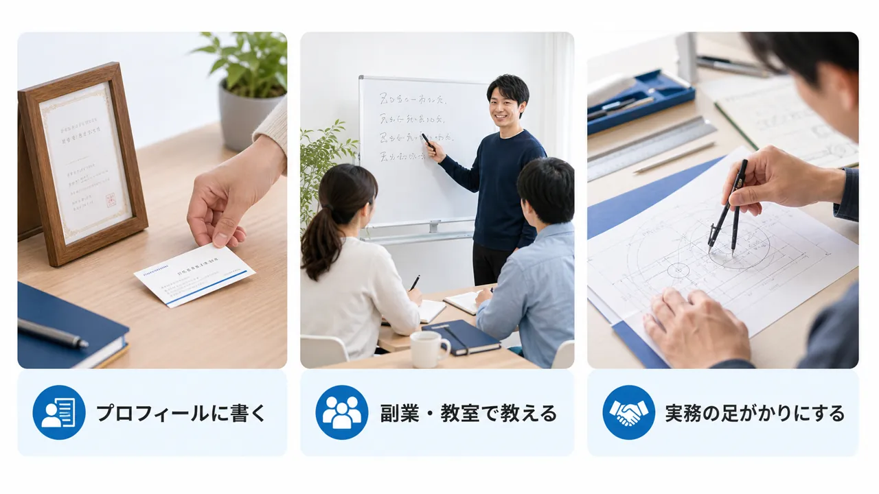 プロフィール・副業の教室・実務の足がかりという3つの使い場