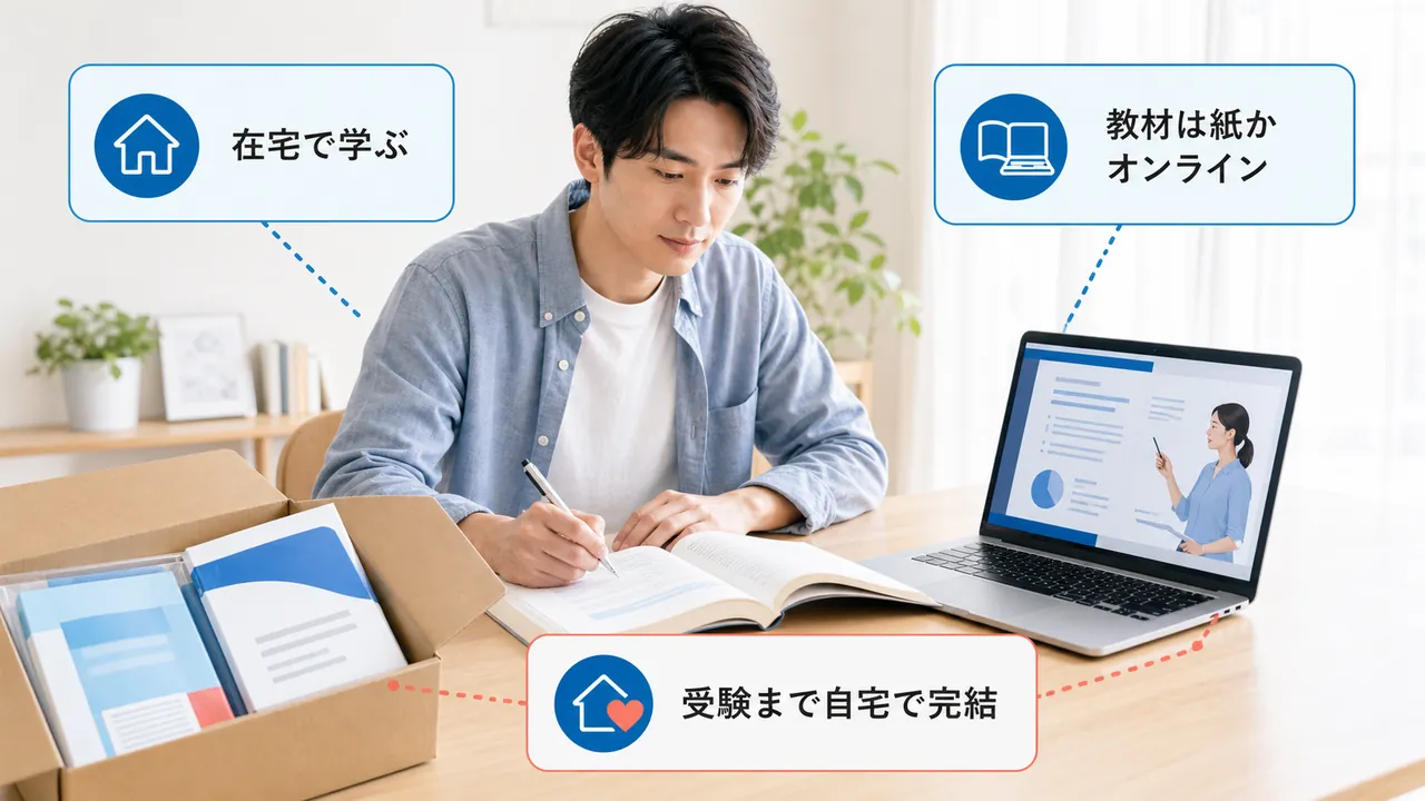 紙教材とオンラインを選べる在宅完結の学習シーン