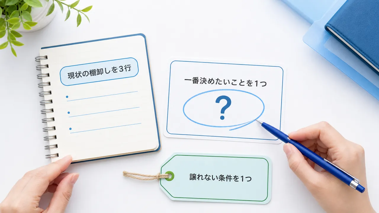 棚卸しメモ・決めたいこと・譲れない条件の3点セット