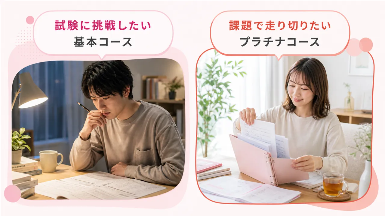 試験に挑戦したい人と課題で走り切りたい人の対比