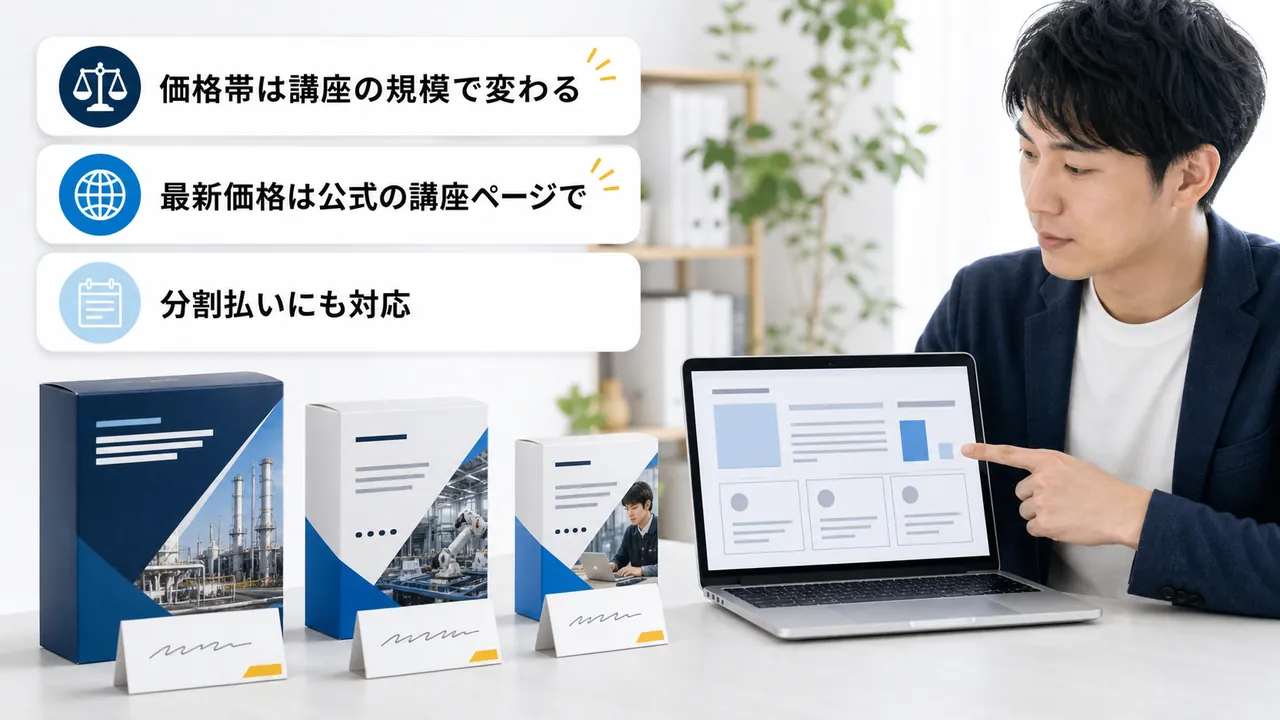 規模の違う講座を並べて価格の考え方を整理する構図